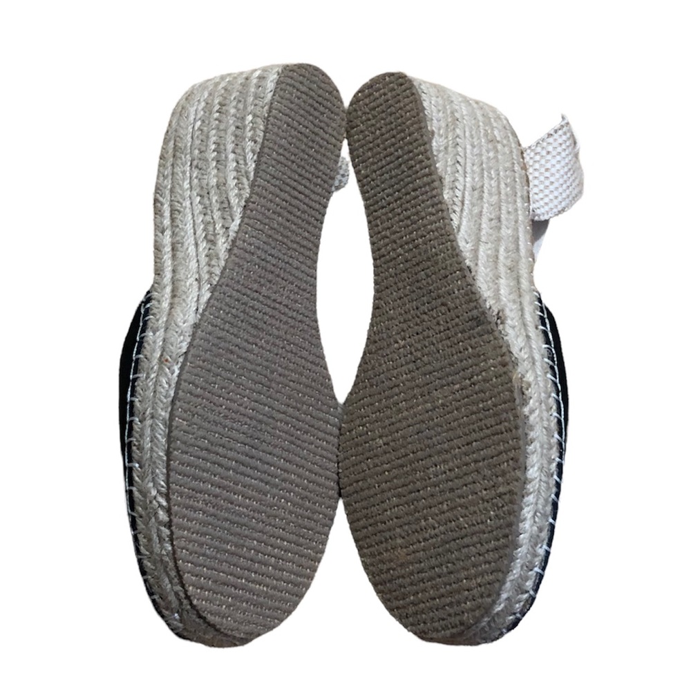 Coconuts by Matisse black & cream closed toe open back lace up wedge espadrilles - Picture 7 of 11